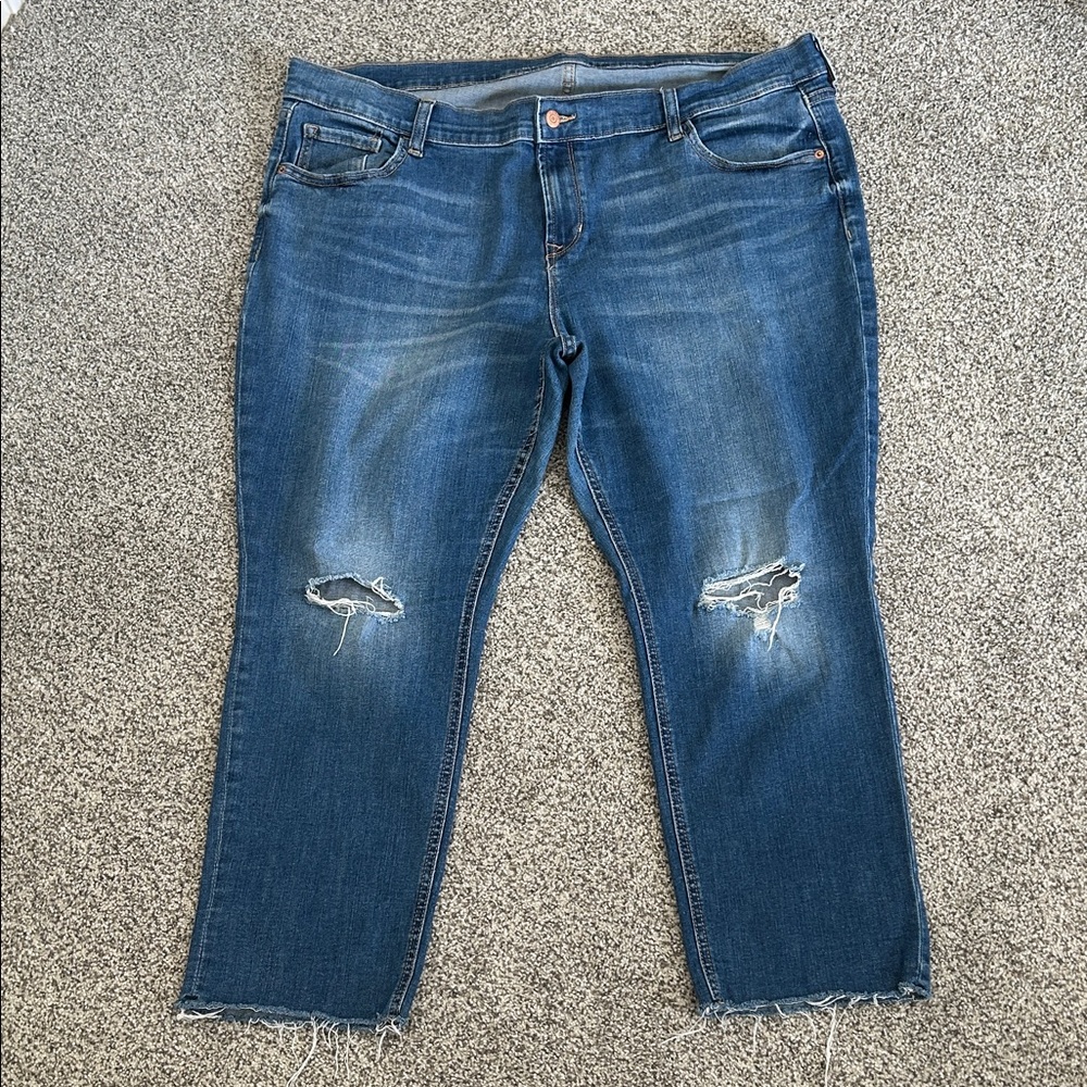 Old Navy Women's Distressed Ankle Jeans - Blue